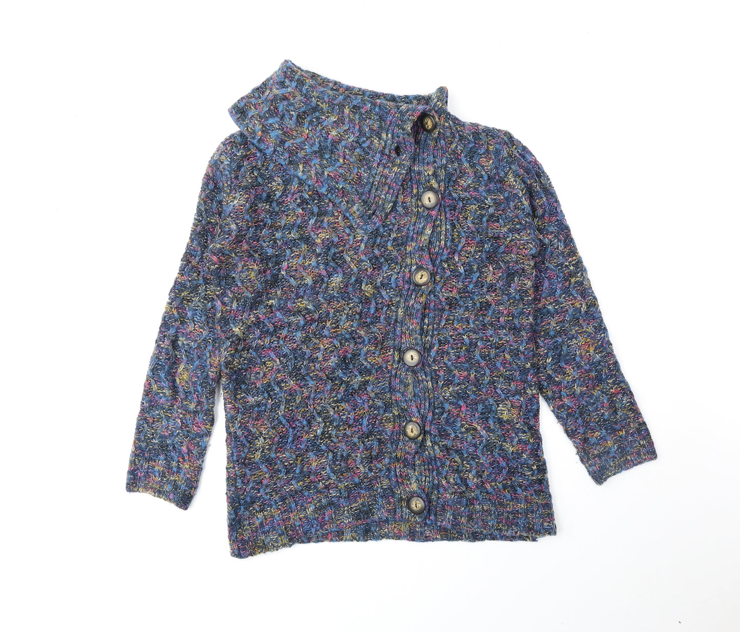 Joe Browns Womens Blue Collared Acrylic Cardigan Jumper Size 12