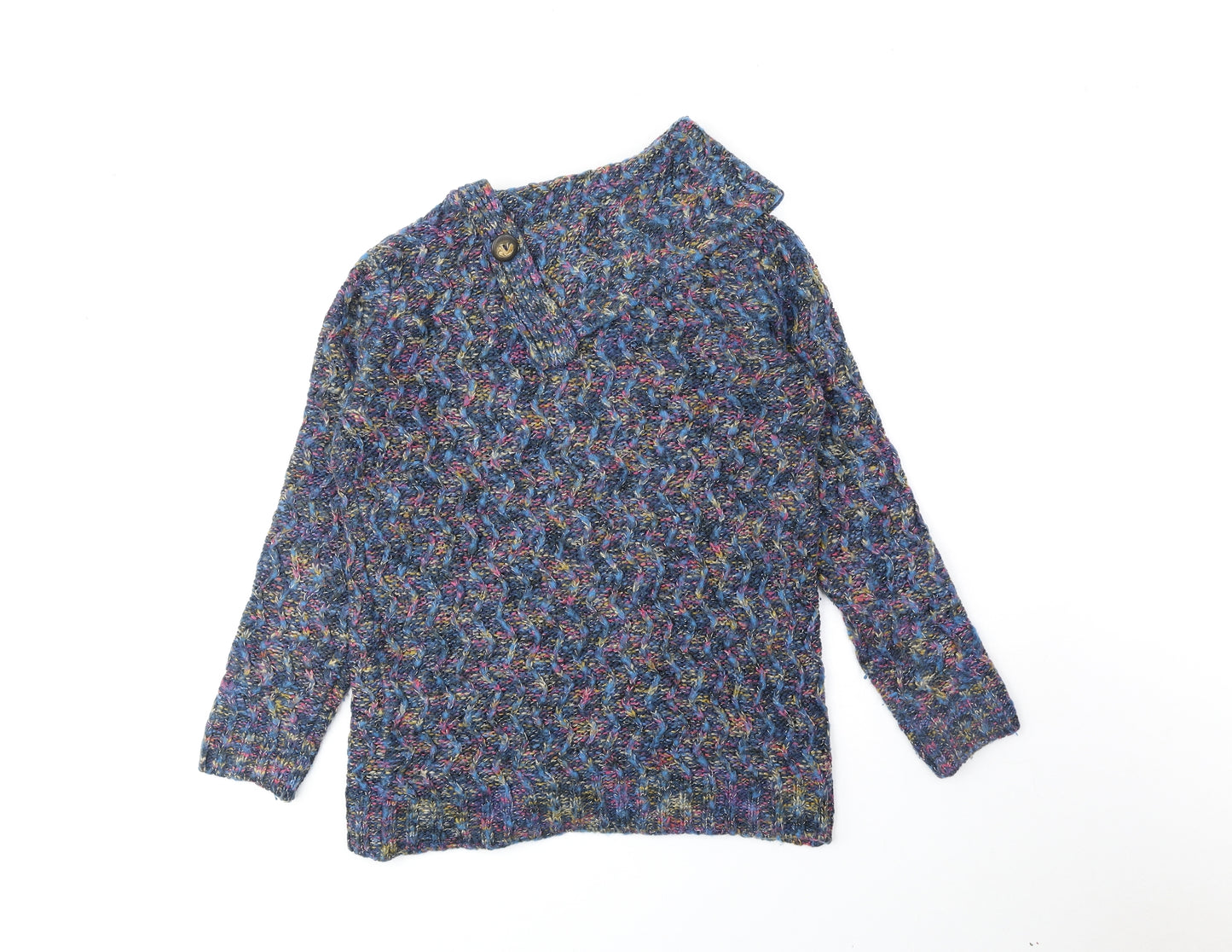 Joe Browns Womens Blue Collared Acrylic Cardigan Jumper Size 12
