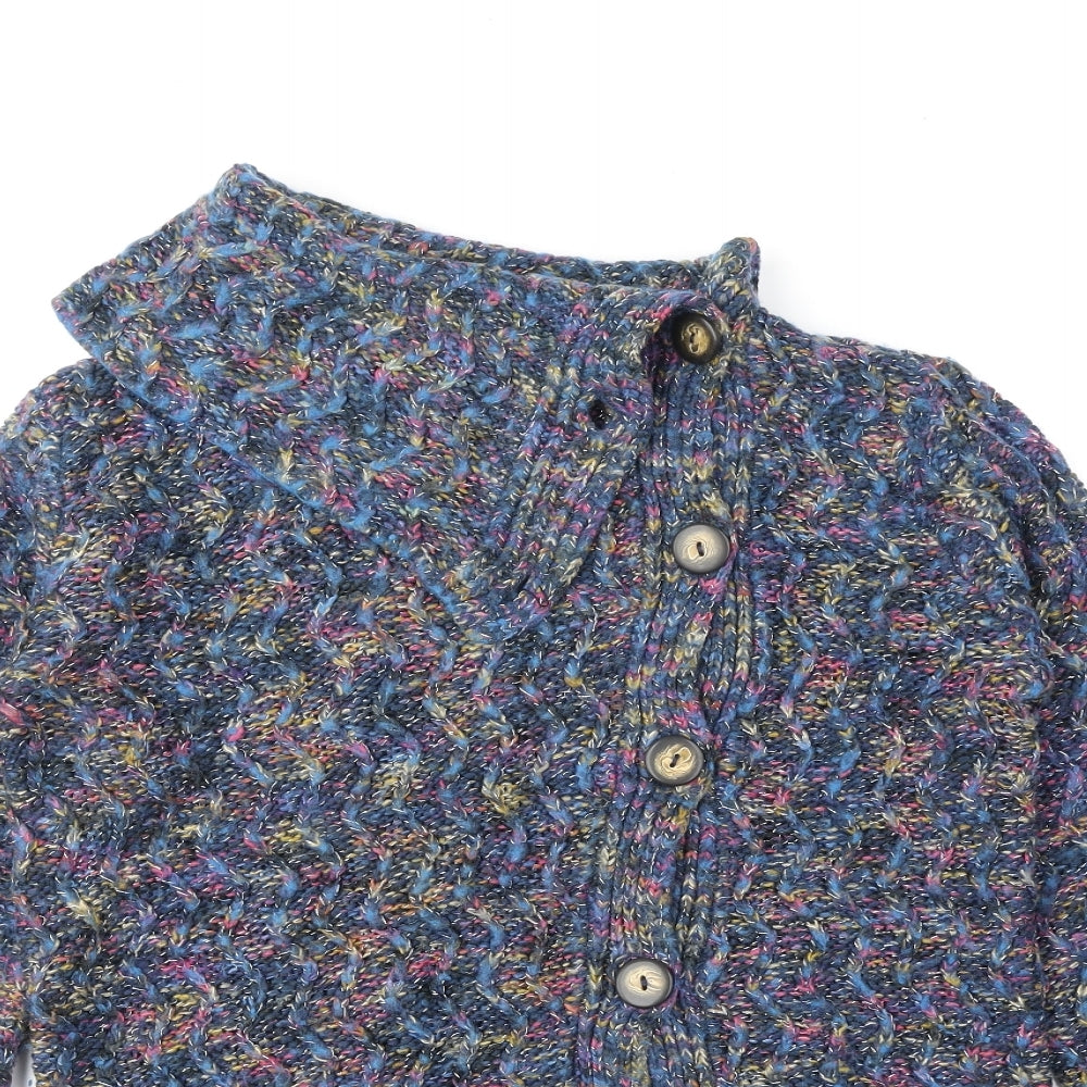 Joe Browns Womens Blue Collared Acrylic Cardigan Jumper Size 12