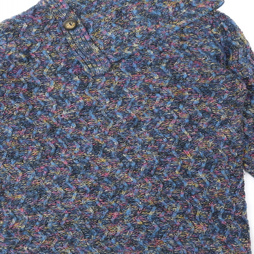 Joe Browns Womens Blue Collared Acrylic Cardigan Jumper Size 12