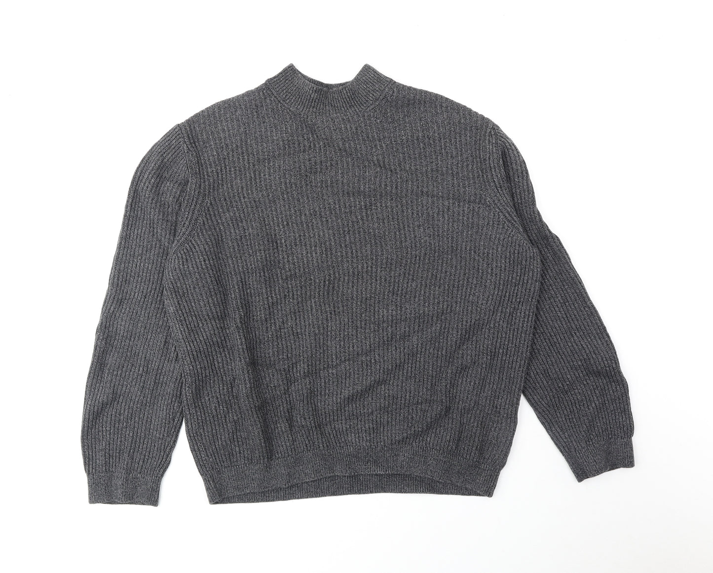 Topman Mens Grey Mock Neck Cotton Pullover Jumper Size XL