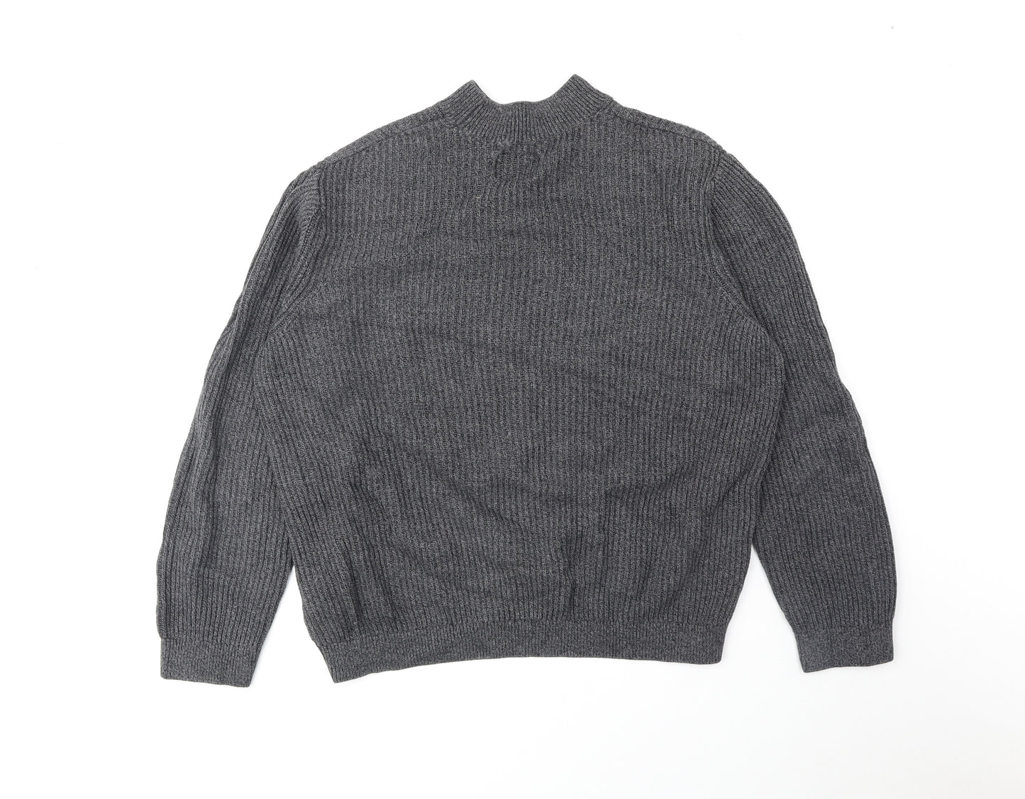 Topman Mens Grey Mock Neck Cotton Pullover Jumper Size XL