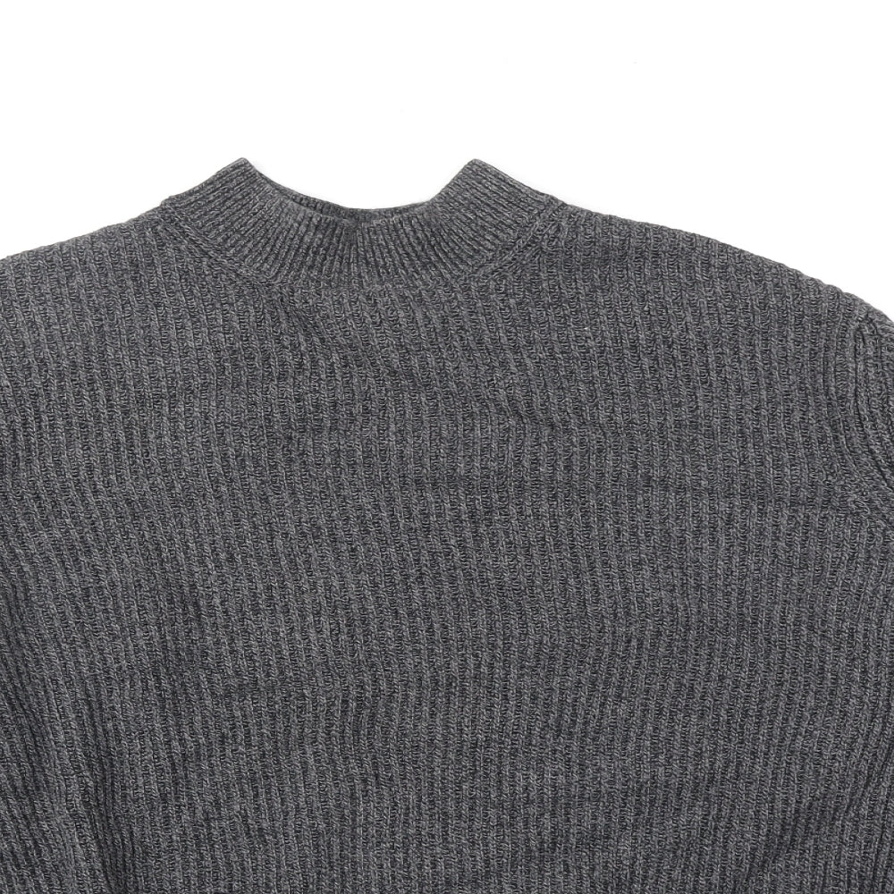 Topman Mens Grey Mock Neck Cotton Pullover Jumper Size XL