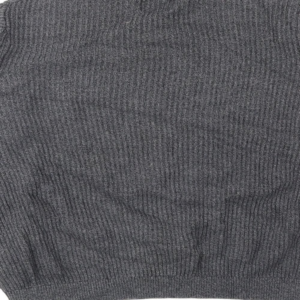 Topman Mens Grey Mock Neck Cotton Pullover Jumper Size XL