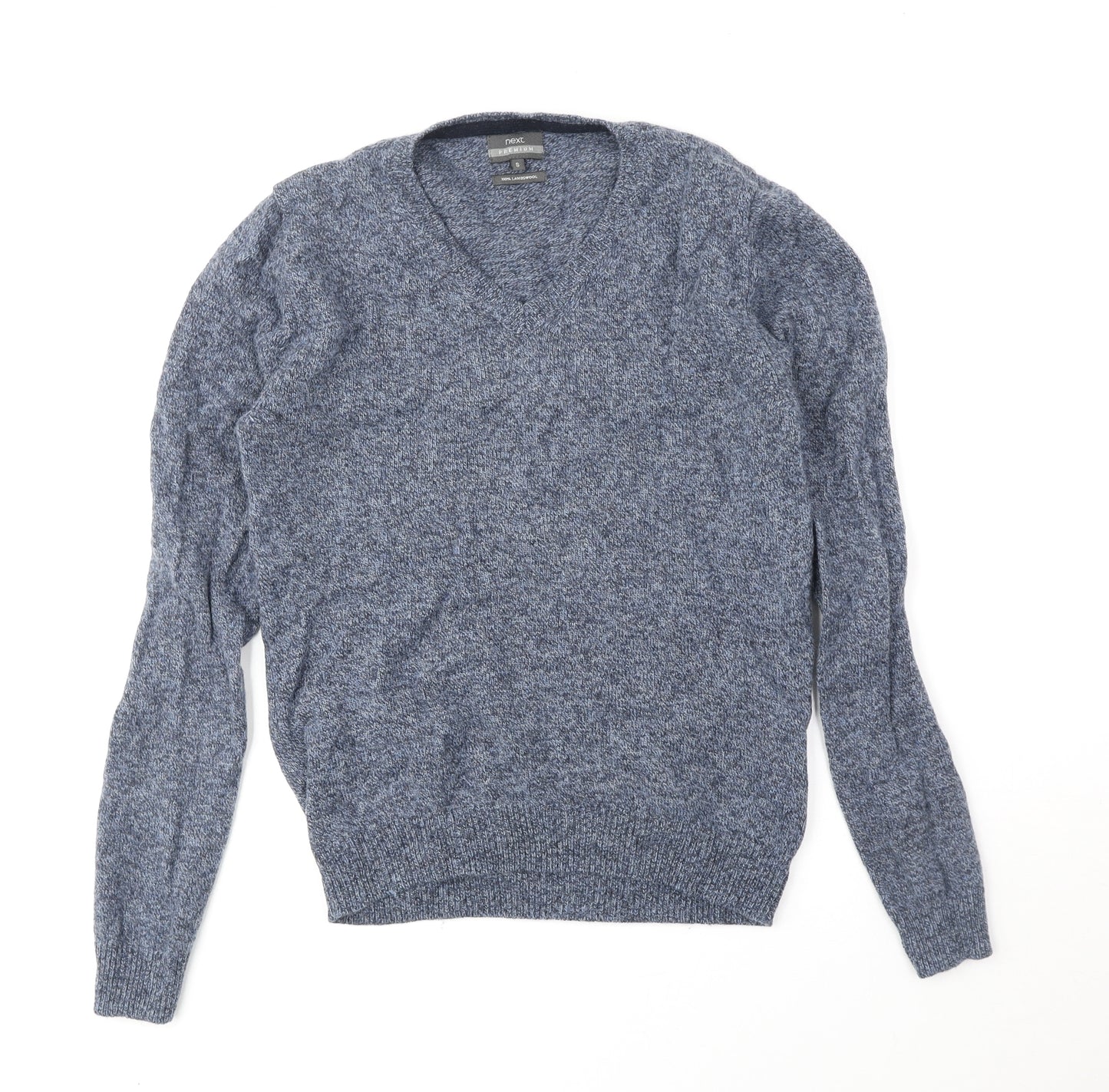 NEXT Mens Blue V-Neck Wool Pullover Jumper Size S