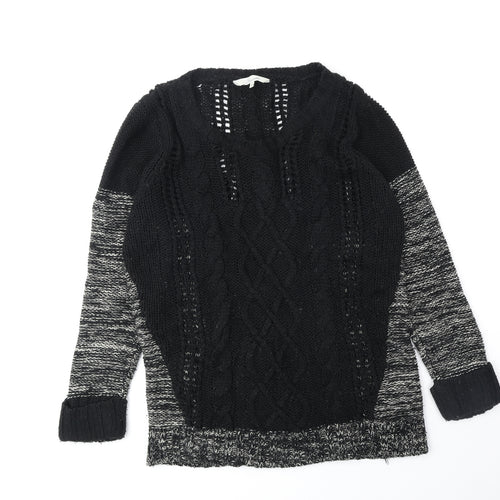 Peacocks Womens Black Scoop Neck Acrylic Pullover Jumper Size M