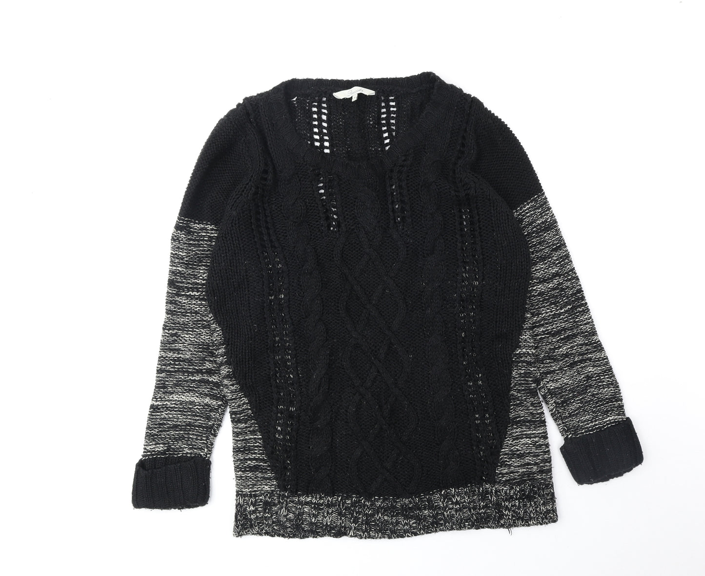 Peacocks Womens Black Scoop Neck Acrylic Pullover Jumper Size M