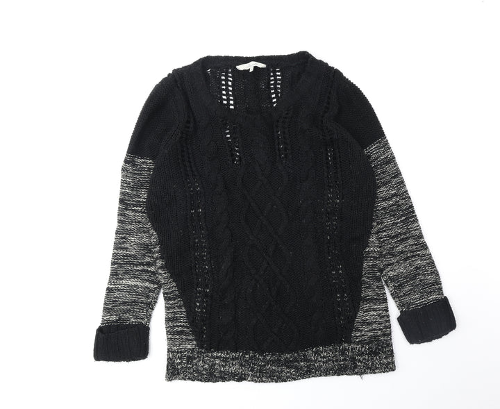 Peacocks Womens Black Scoop Neck Acrylic Pullover Jumper Size M
