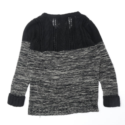 Peacocks Womens Black Scoop Neck Acrylic Pullover Jumper Size M