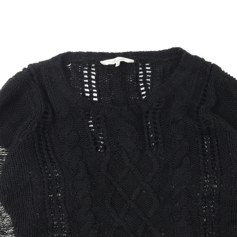 Peacocks Womens Black Scoop Neck Acrylic Pullover Jumper Size M