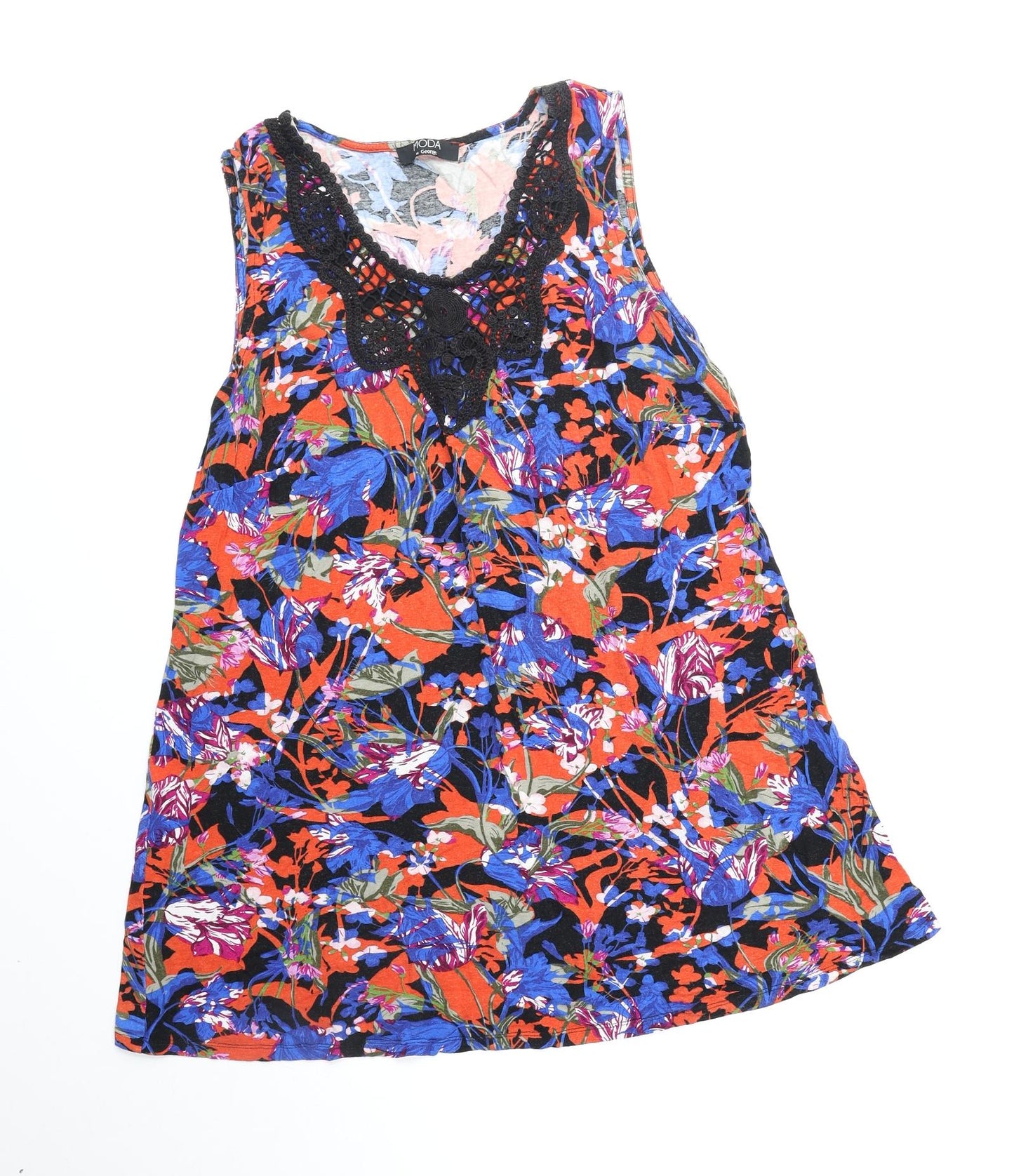 George Womens Multicoloured Floral Viscose Basic Tank Size 18 Round Neck