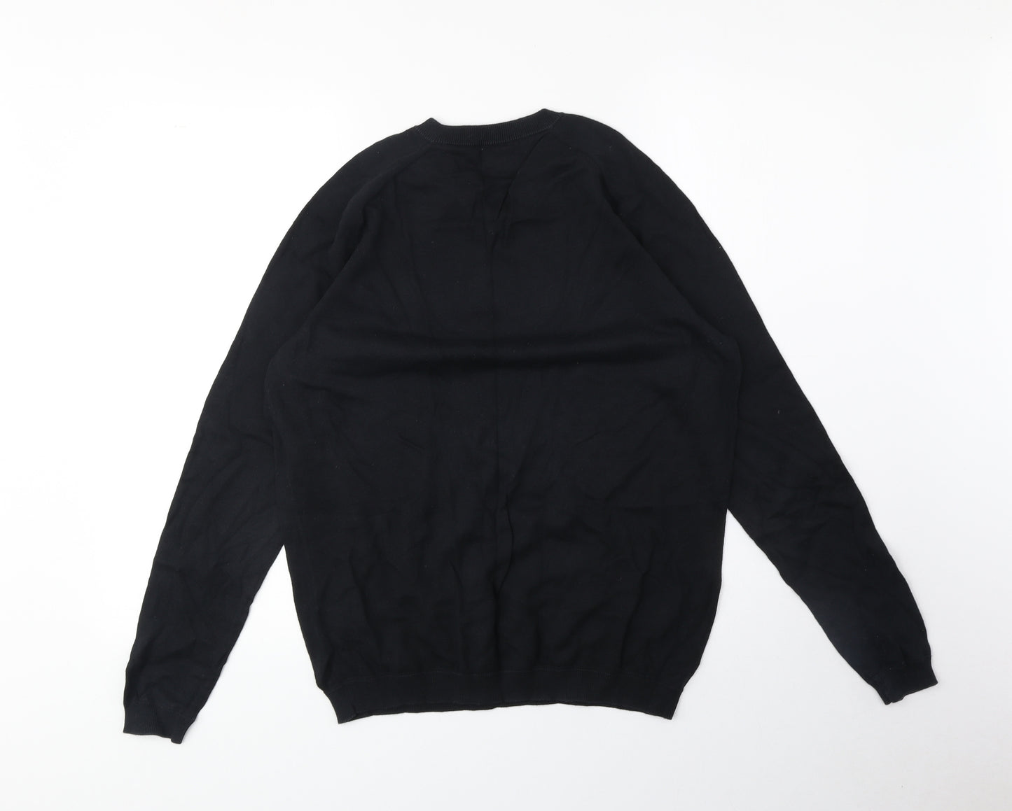 Lambretta Mens Black V-Neck Cotton Pullover Jumper Size M