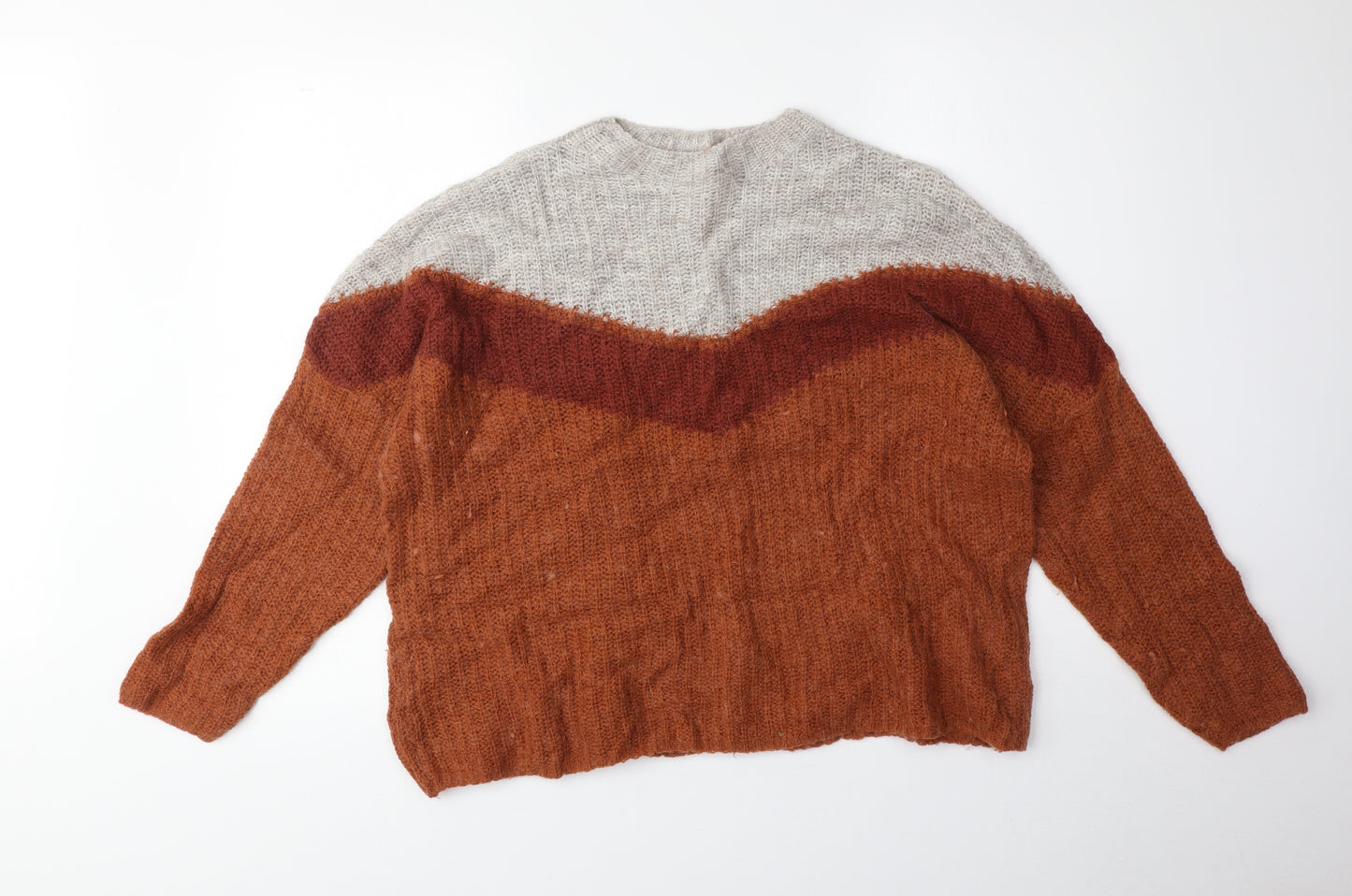 Preworn Womens Brown Round Neck Acrylic Pullover Jumper Size M