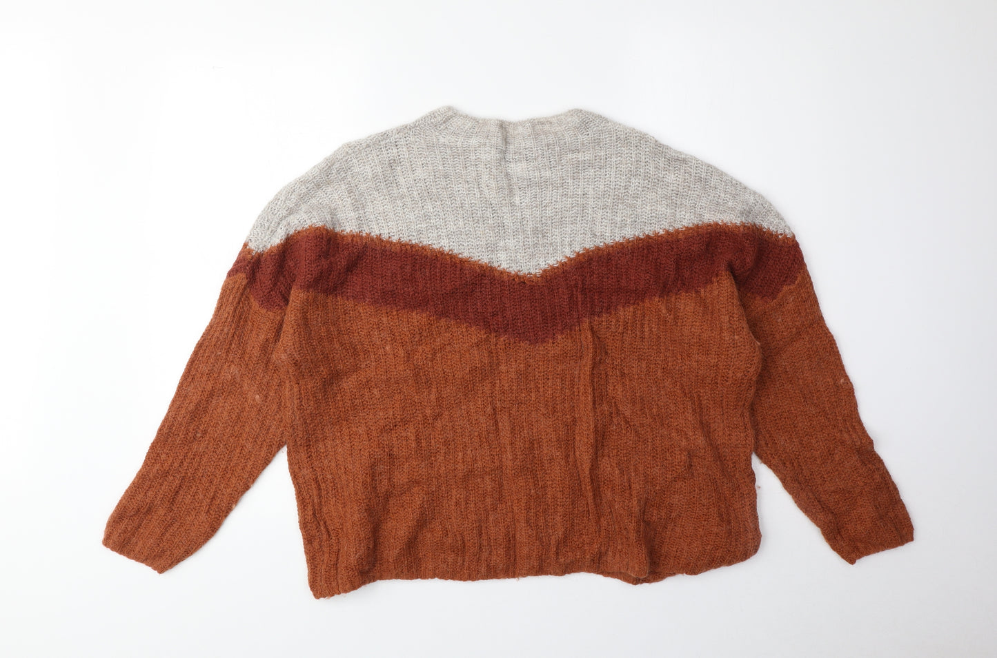 Preworn Womens Brown Round Neck Acrylic Pullover Jumper Size M