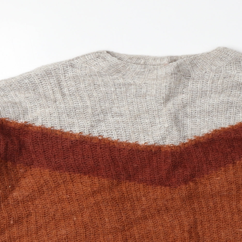Preworn Womens Brown Round Neck Acrylic Pullover Jumper Size M