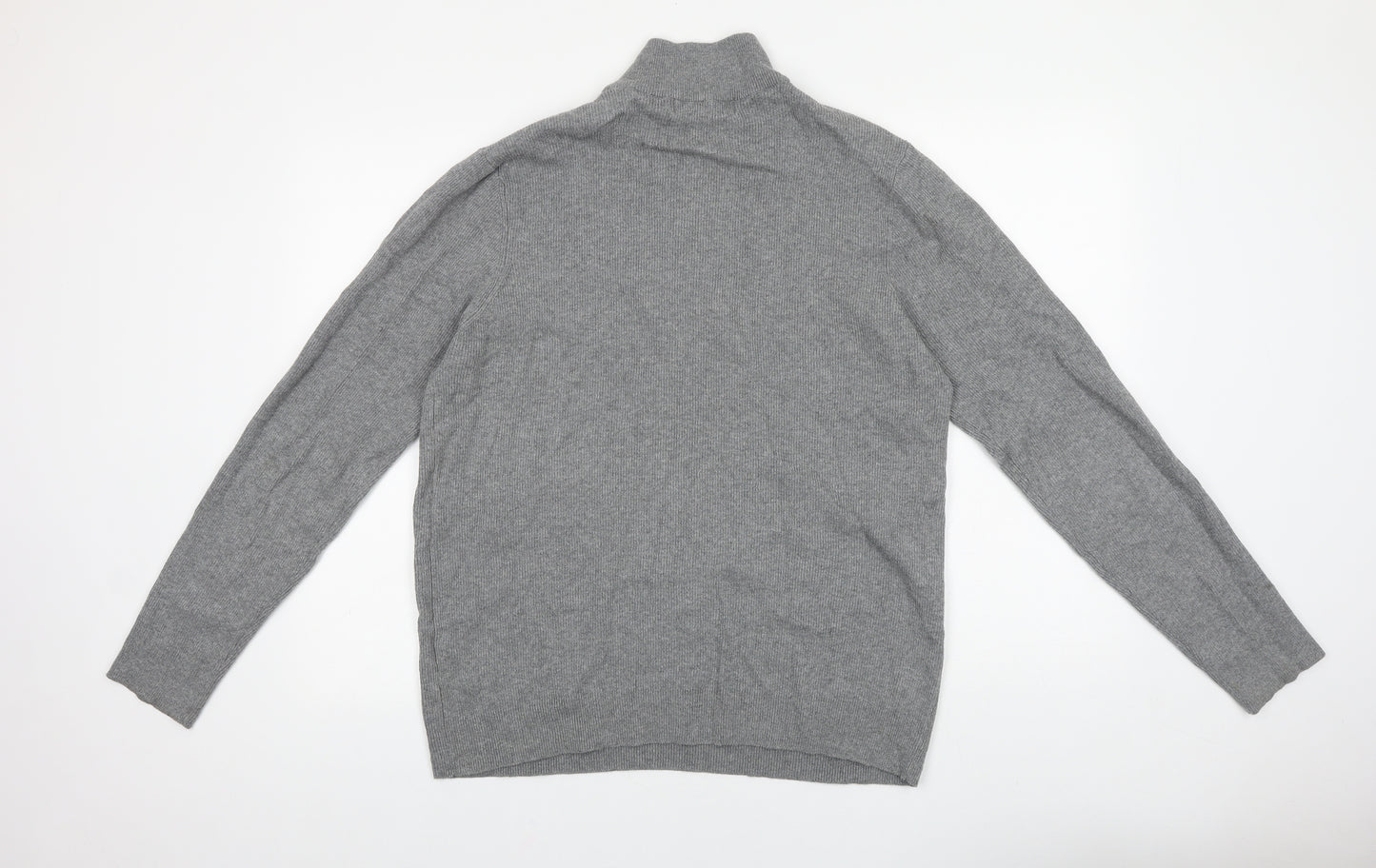 Primark Mens Grey High Neck Cotton Pullover Jumper Size L