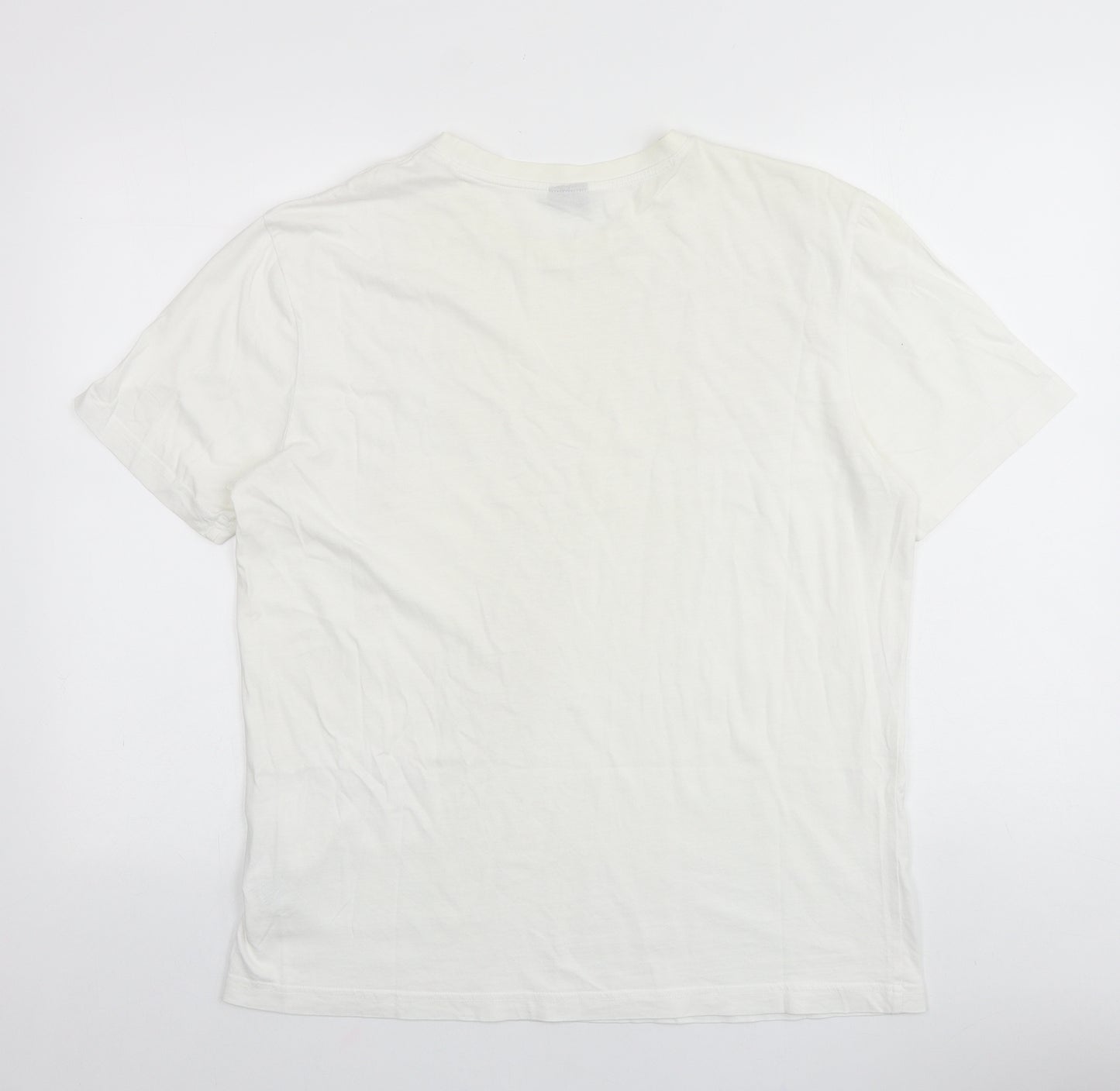 HUGO BOSS Mens White Cotton T-Shirt Size L Round Neck