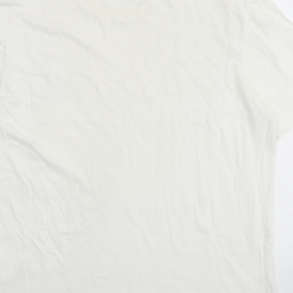 HUGO BOSS Mens White Cotton T-Shirt Size L Round Neck