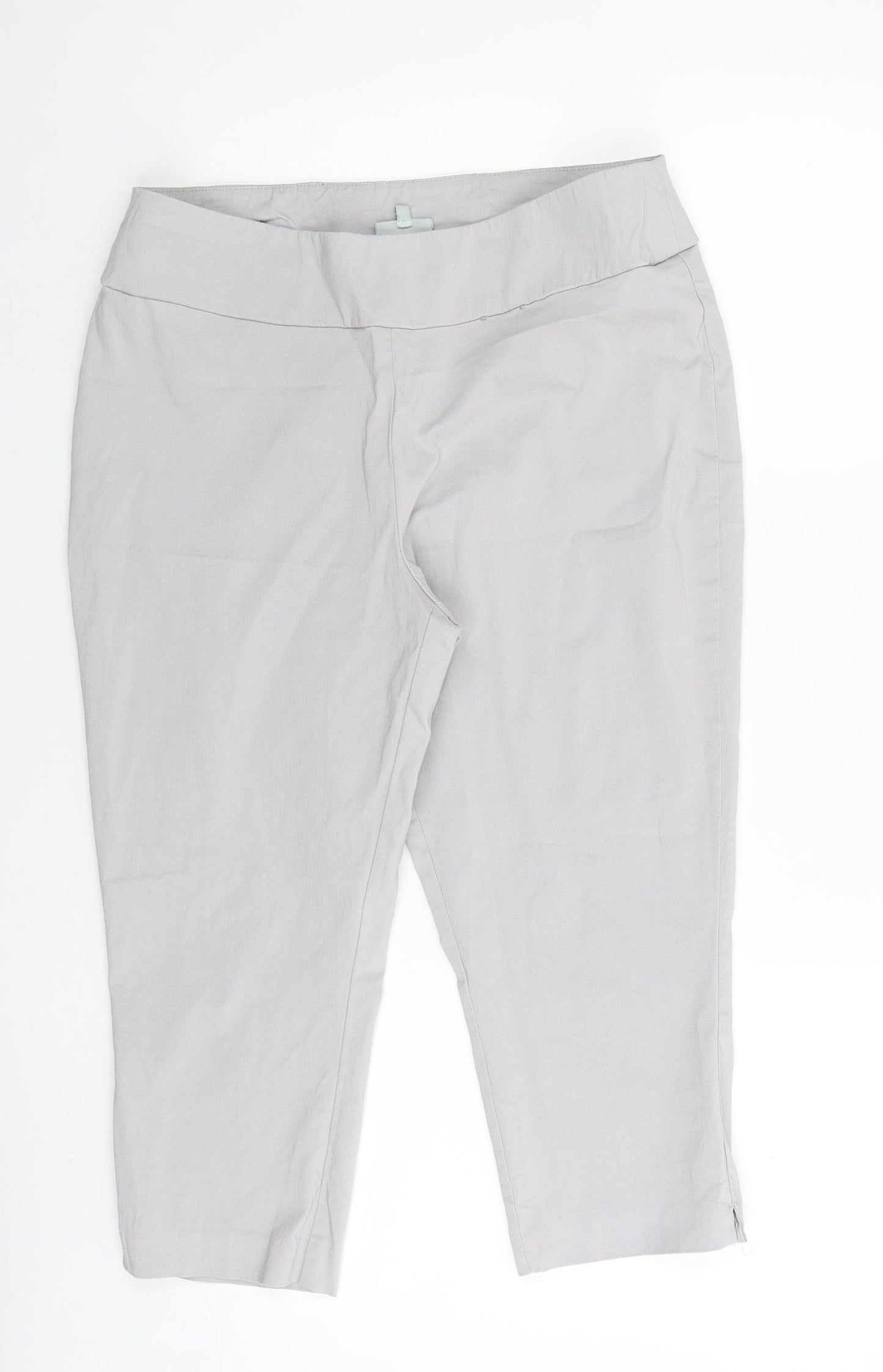 Ella J Womens Grey Polyester Cropped Trousers Size 12 L20 in Regular