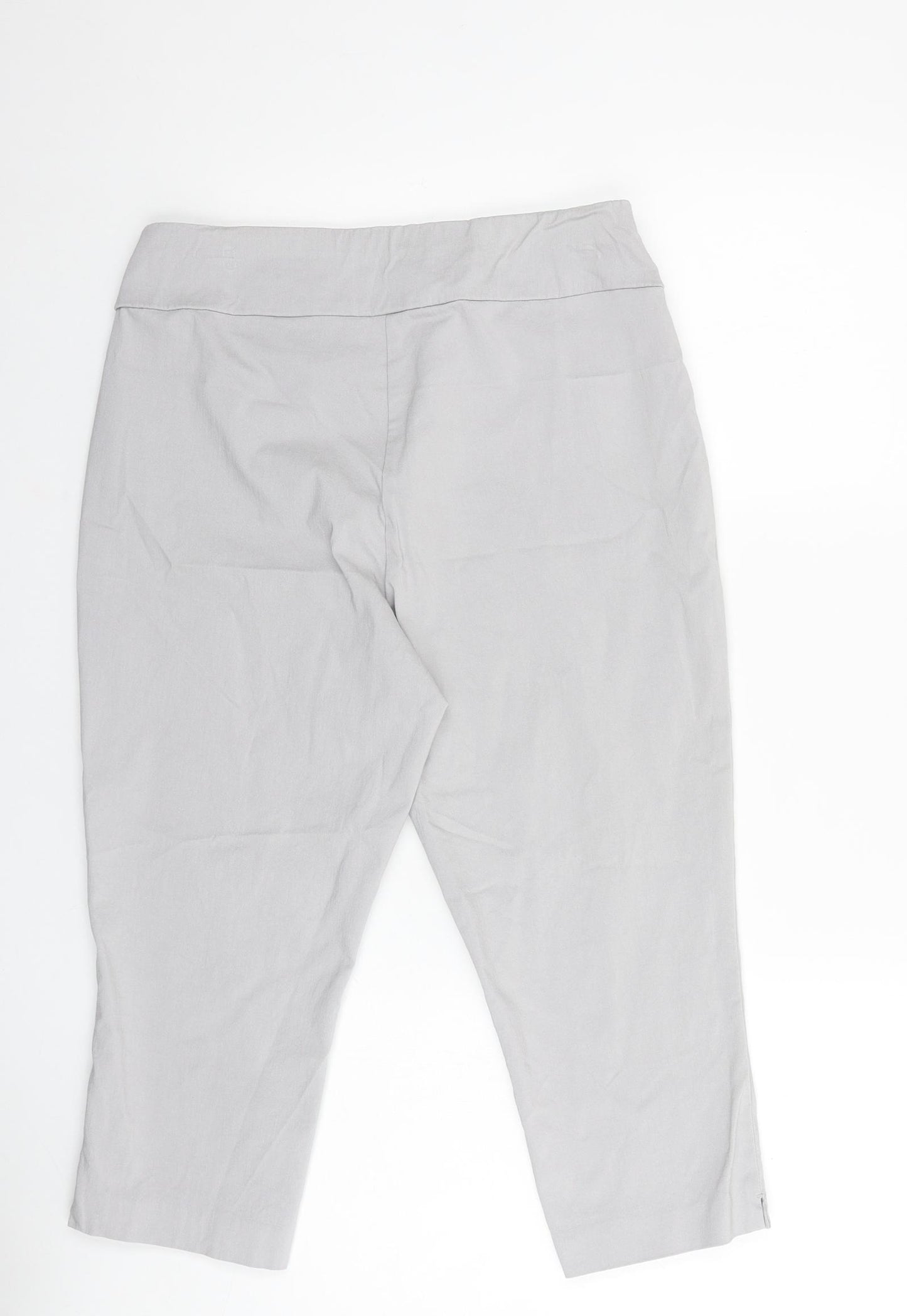 Ella J Womens Grey Polyester Cropped Trousers Size 12 L20 in Regular