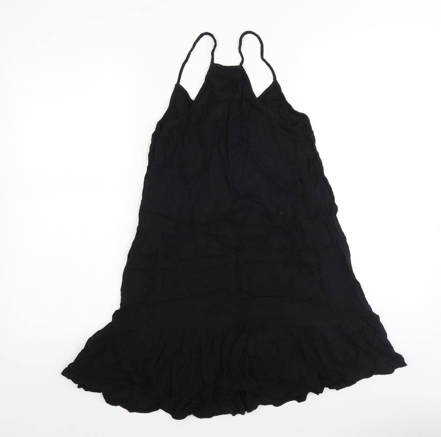 Rare Bird Womens Black Cotton Tank Dress Size 8 V-Neck Pullover