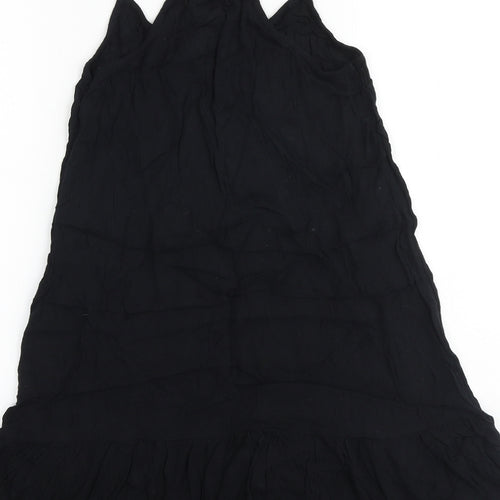 Rare Bird Womens Black Cotton Tank Dress Size 8 V-Neck Pullover