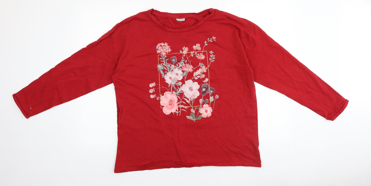 Damart Womens Red 100% Cotton Basic T-Shirt Size 18 Round Neck