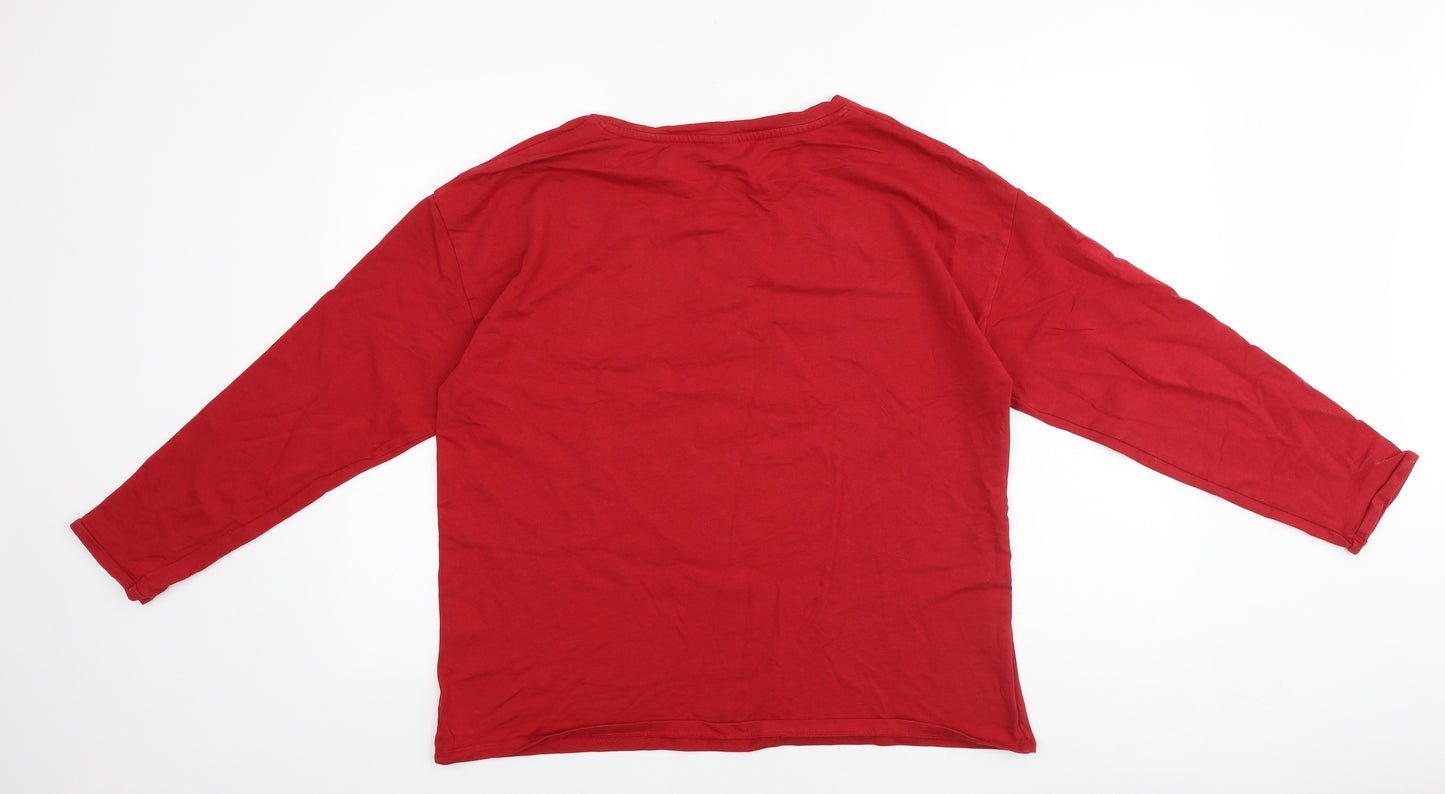 Damart Womens Red 100% Cotton Basic T-Shirt Size 18 Round Neck