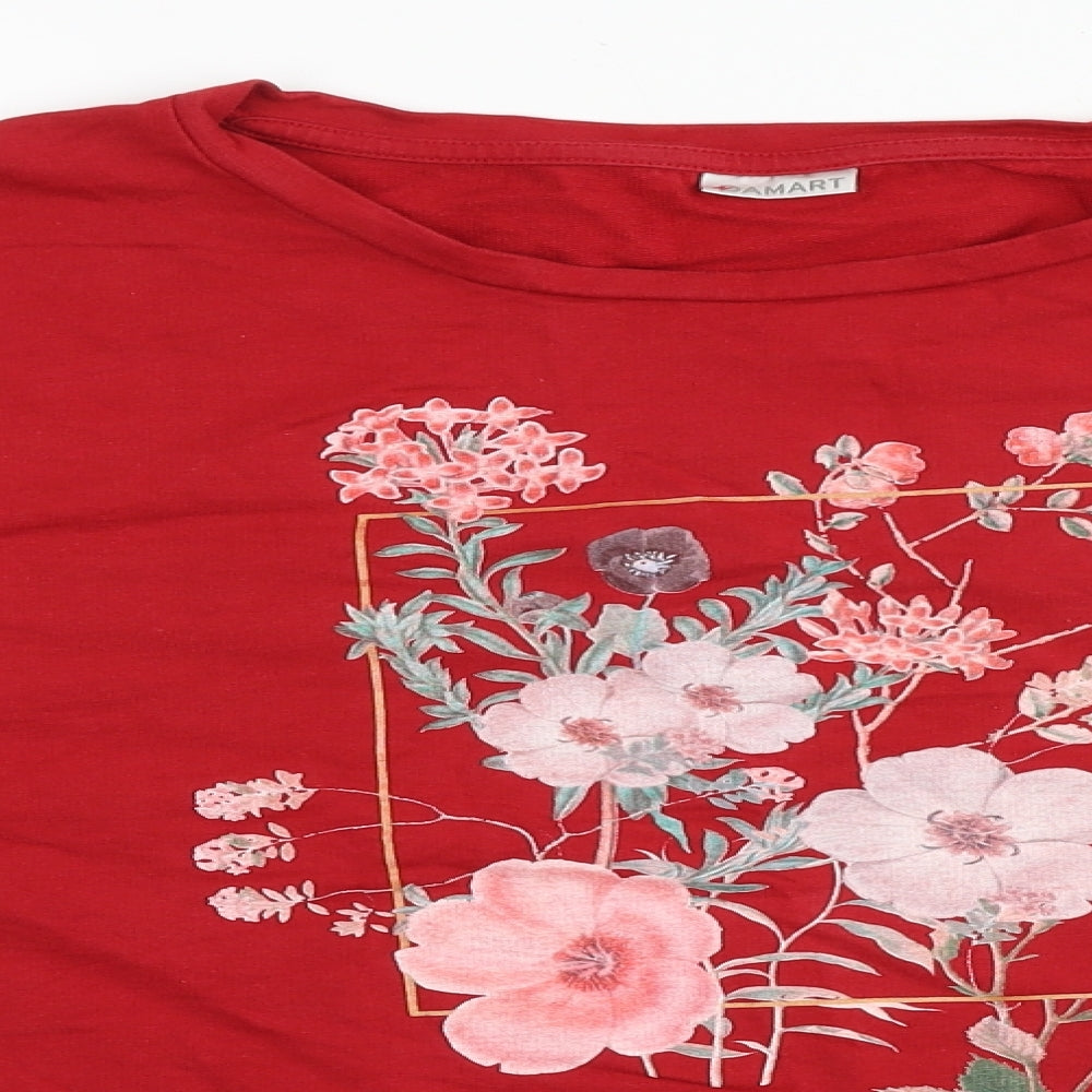 Damart Womens Red 100% Cotton Basic T-Shirt Size 18 Round Neck