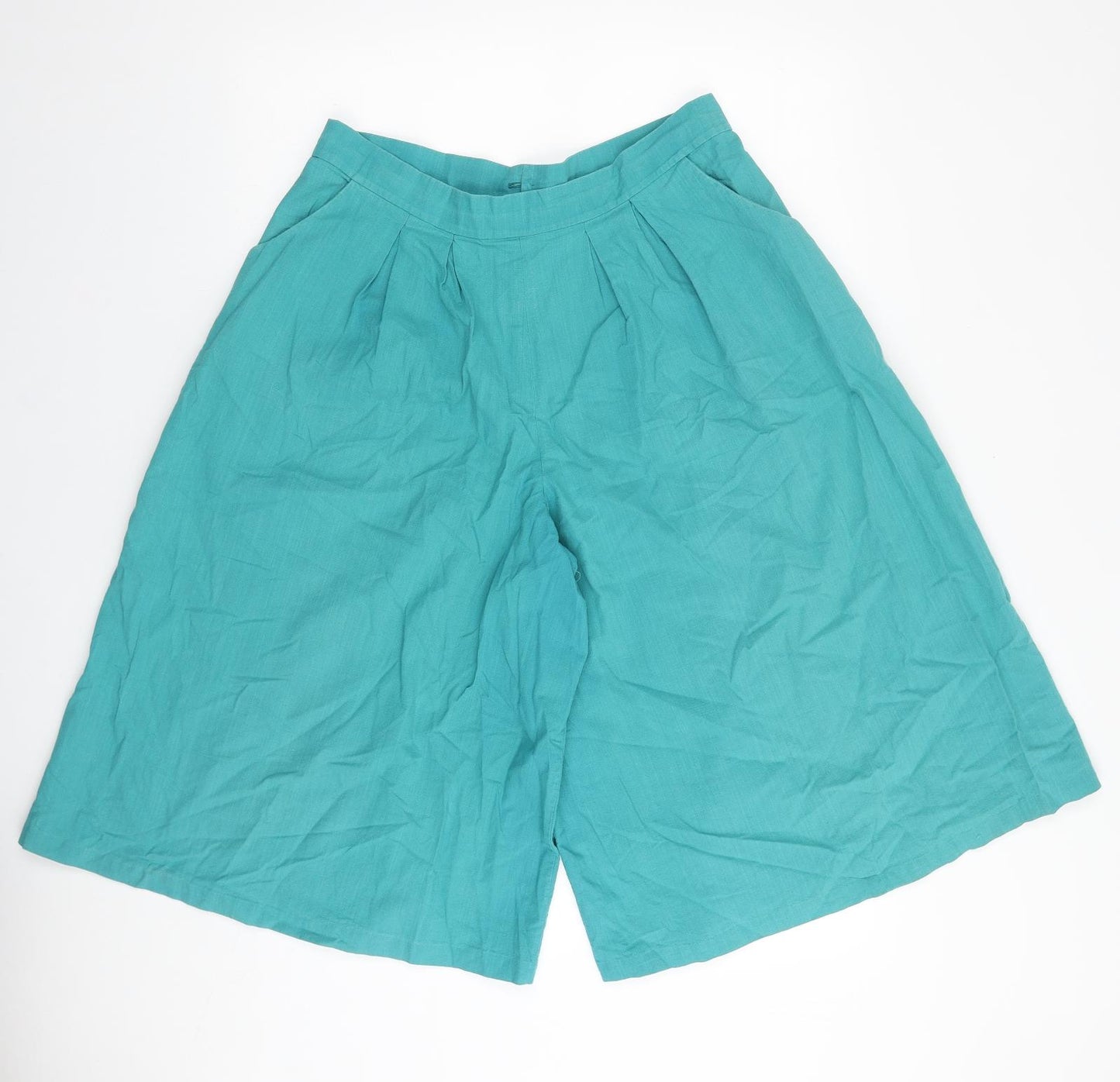 Preworn Womens Blue Cotton Culotte Shorts Size 32 in L17 in Regular Zip