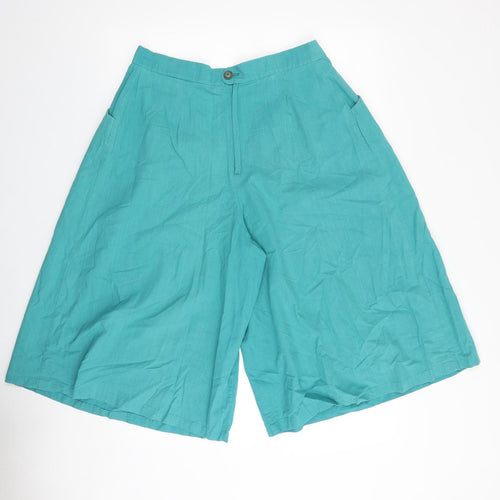 Preworn Womens Blue Cotton Culotte Shorts Size 32 in L17 in Regular Zip