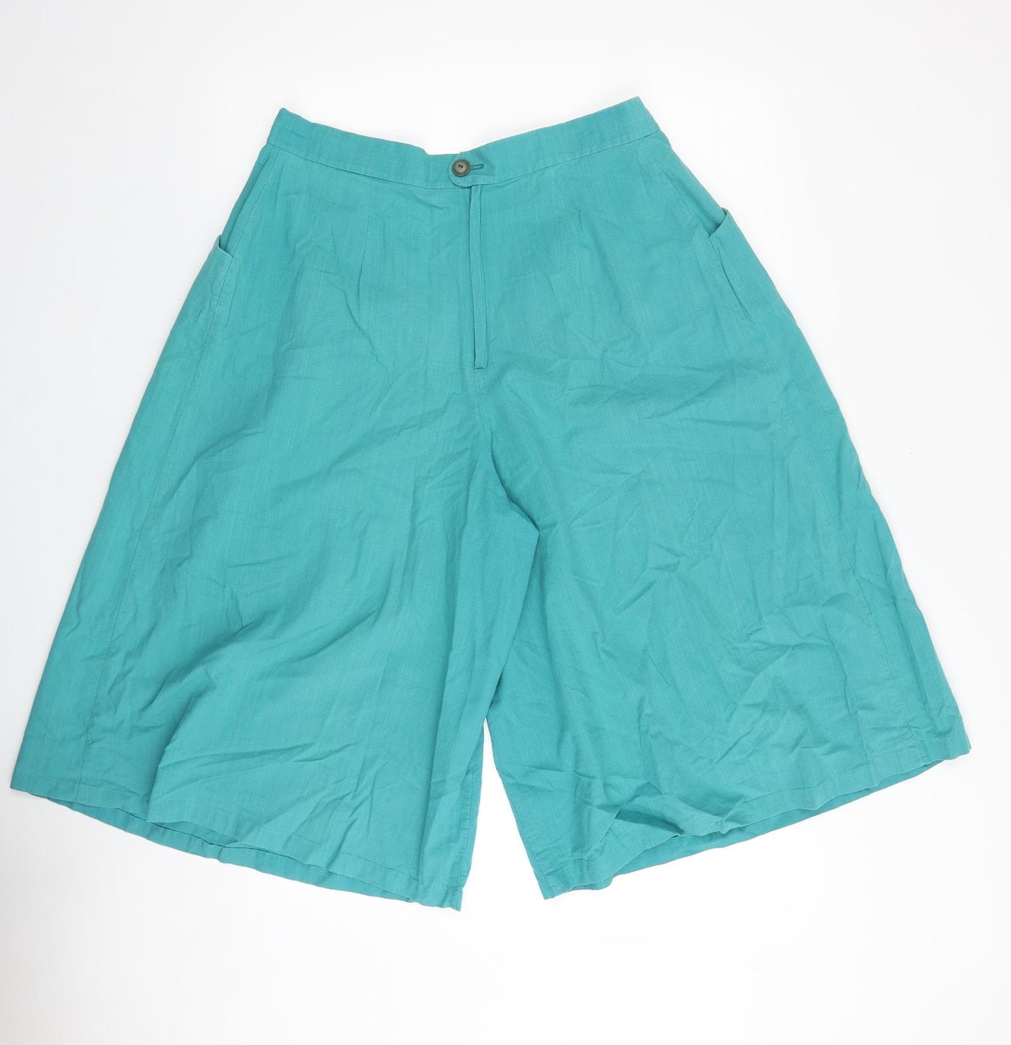 Preworn Womens Blue Cotton Culotte Shorts Size 32 in L17 in Regular Zip