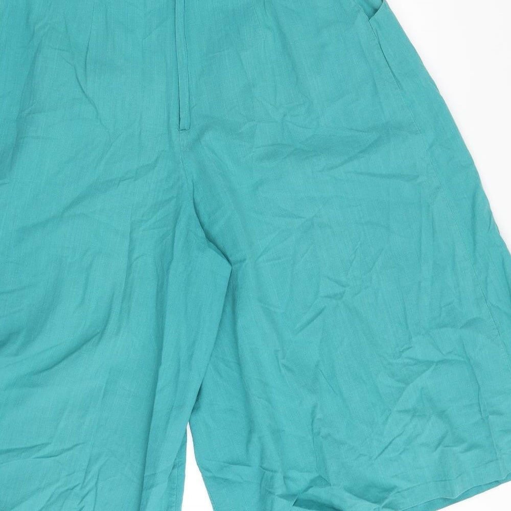 Preworn Womens Blue Cotton Culotte Shorts Size 32 in L17 in Regular Zip