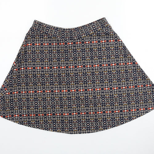 H&M Womens Blue Geometric Cotton Skater Skirt Size S