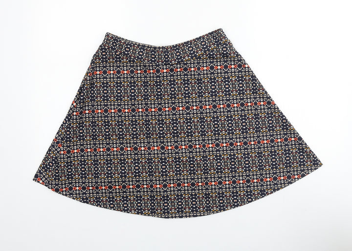 H&M Womens Blue Geometric Cotton Skater Skirt Size S