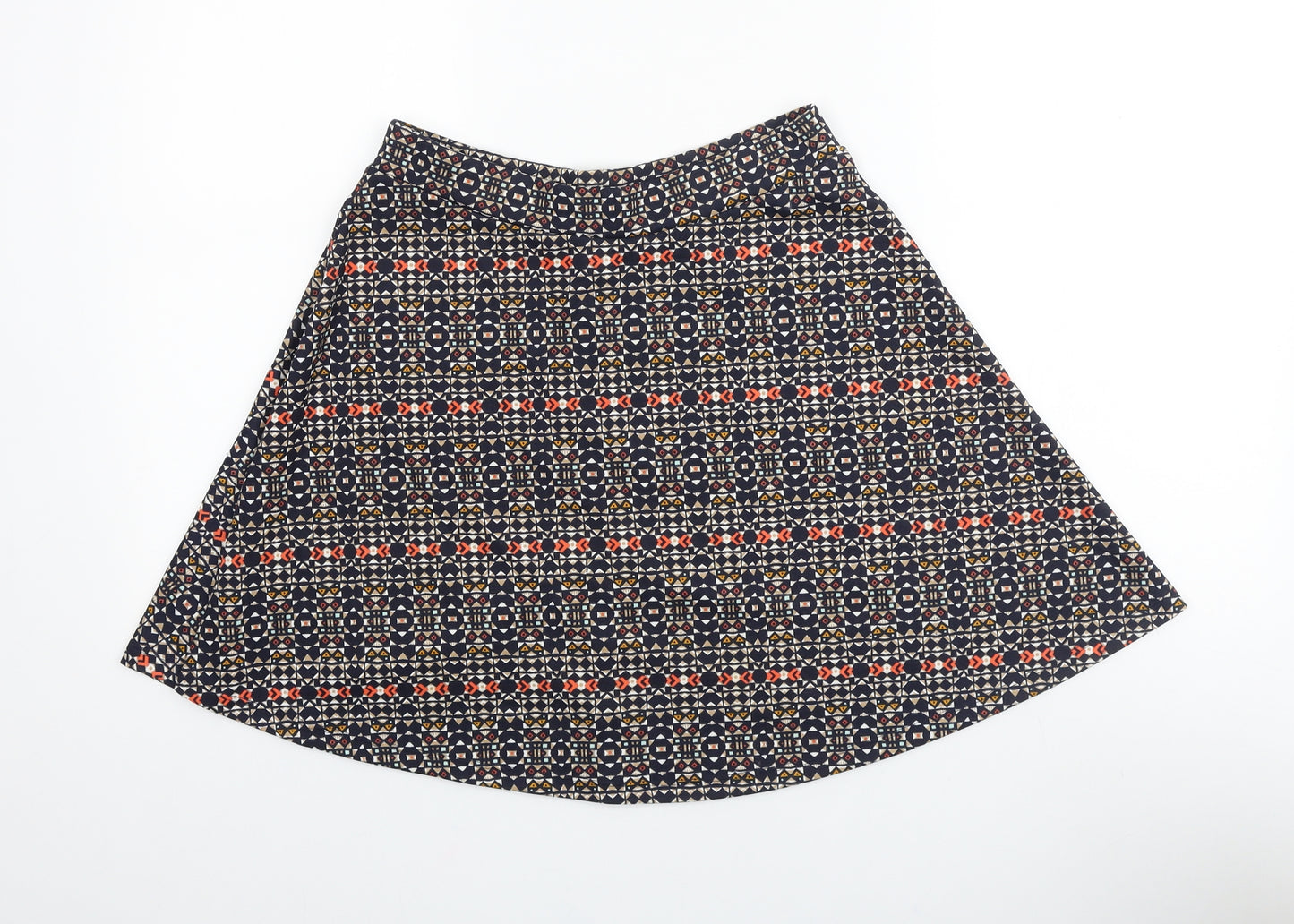 H&M Womens Blue Geometric Cotton Skater Skirt Size S