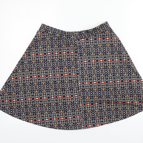 H&M Womens Blue Geometric Cotton Skater Skirt Size S