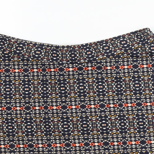 H&M Womens Blue Geometric Cotton Skater Skirt Size S