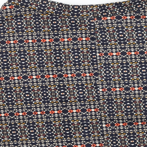 H&M Womens Blue Geometric Cotton Skater Skirt Size S