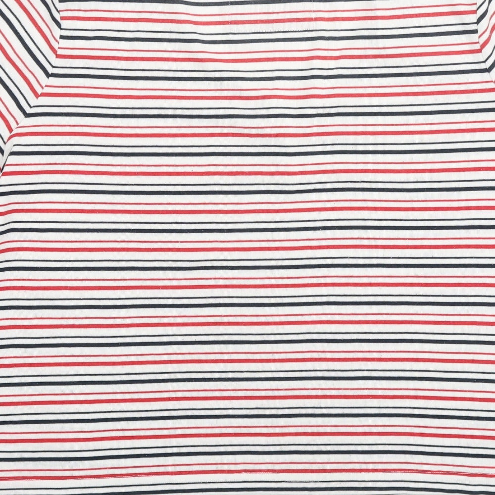 Bonmarché Womens Multicoloured Striped 100% Cotton Basic T-Shirt Size L V-Neck