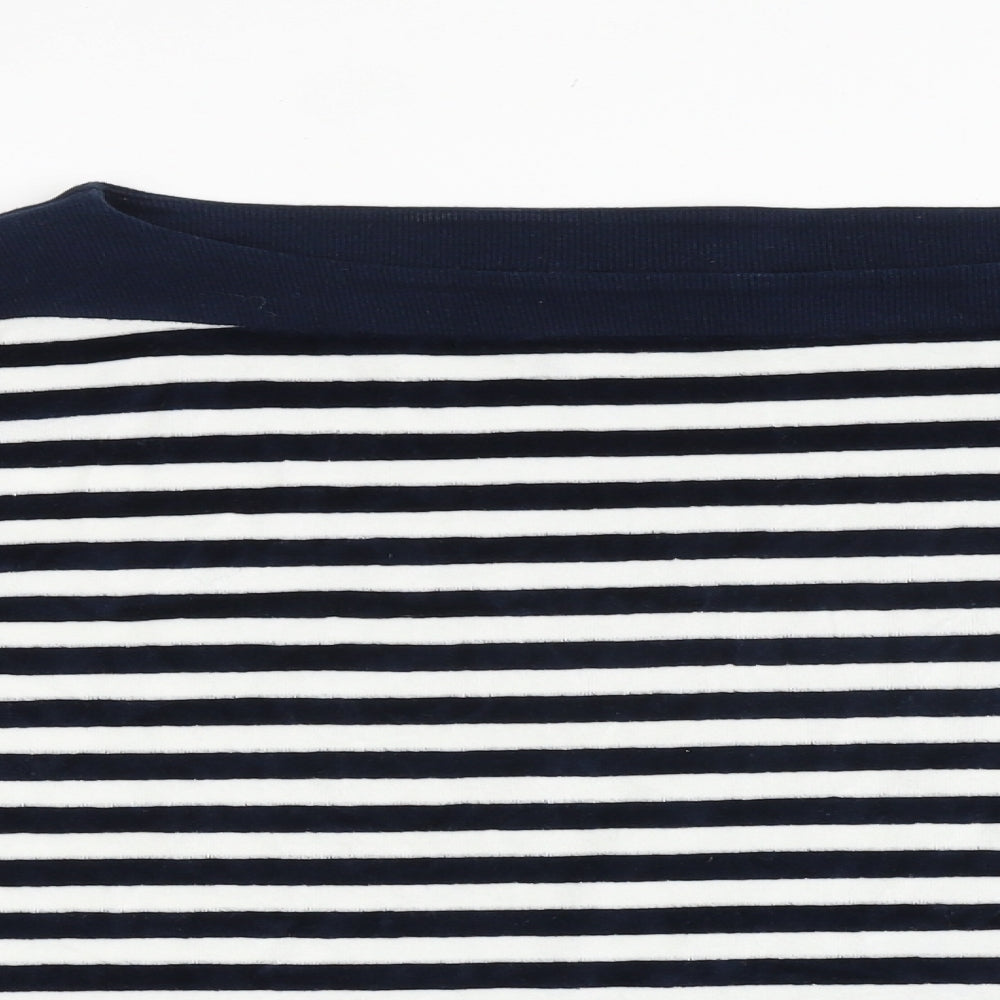 Marks and Spencer Womens Blue Scoop Neck Striped Viscose Pullover Jumper Size 20