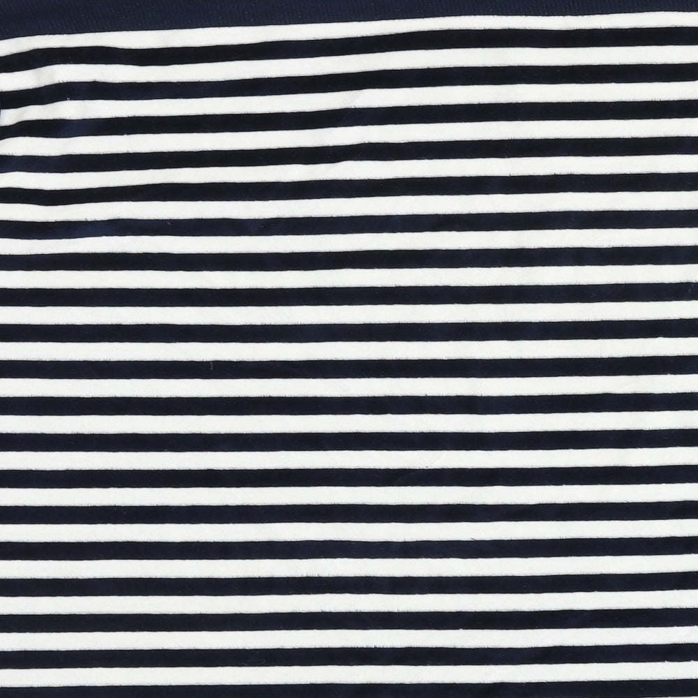 Marks and Spencer Womens Blue Scoop Neck Striped Viscose Pullover Jumper Size 20