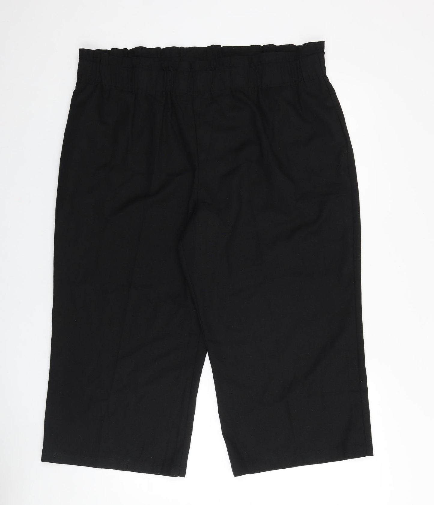Bonmarché Womens Black Linen Cropped Trousers Size 20 L21 in Regular