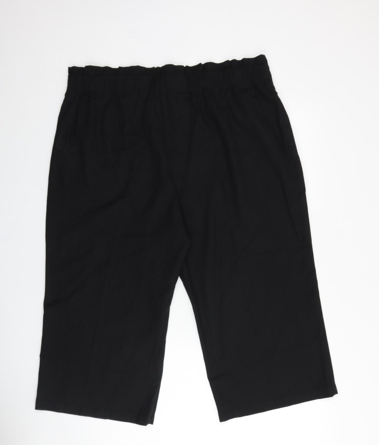 Bonmarché Womens Black Linen Cropped Trousers Size 20 L21 in Regular