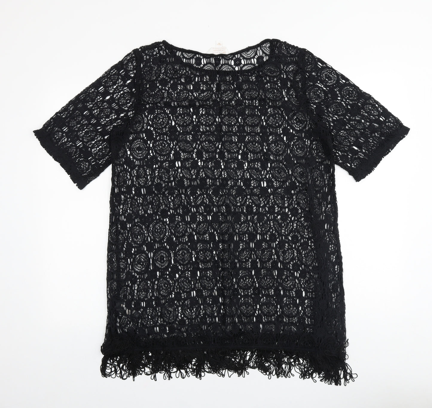Dorothy Perkins Womens Black Geometric Polyester Basic Blouse Size M Round Neck