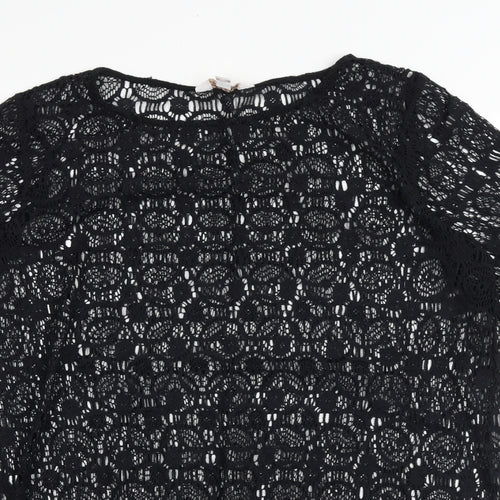 Dorothy Perkins Womens Black Geometric Polyester Basic Blouse Size M Round Neck