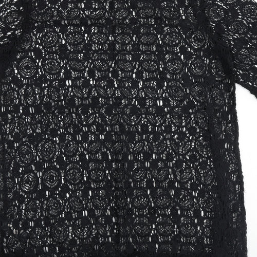 Dorothy Perkins Womens Black Geometric Polyester Basic Blouse Size M Round Neck