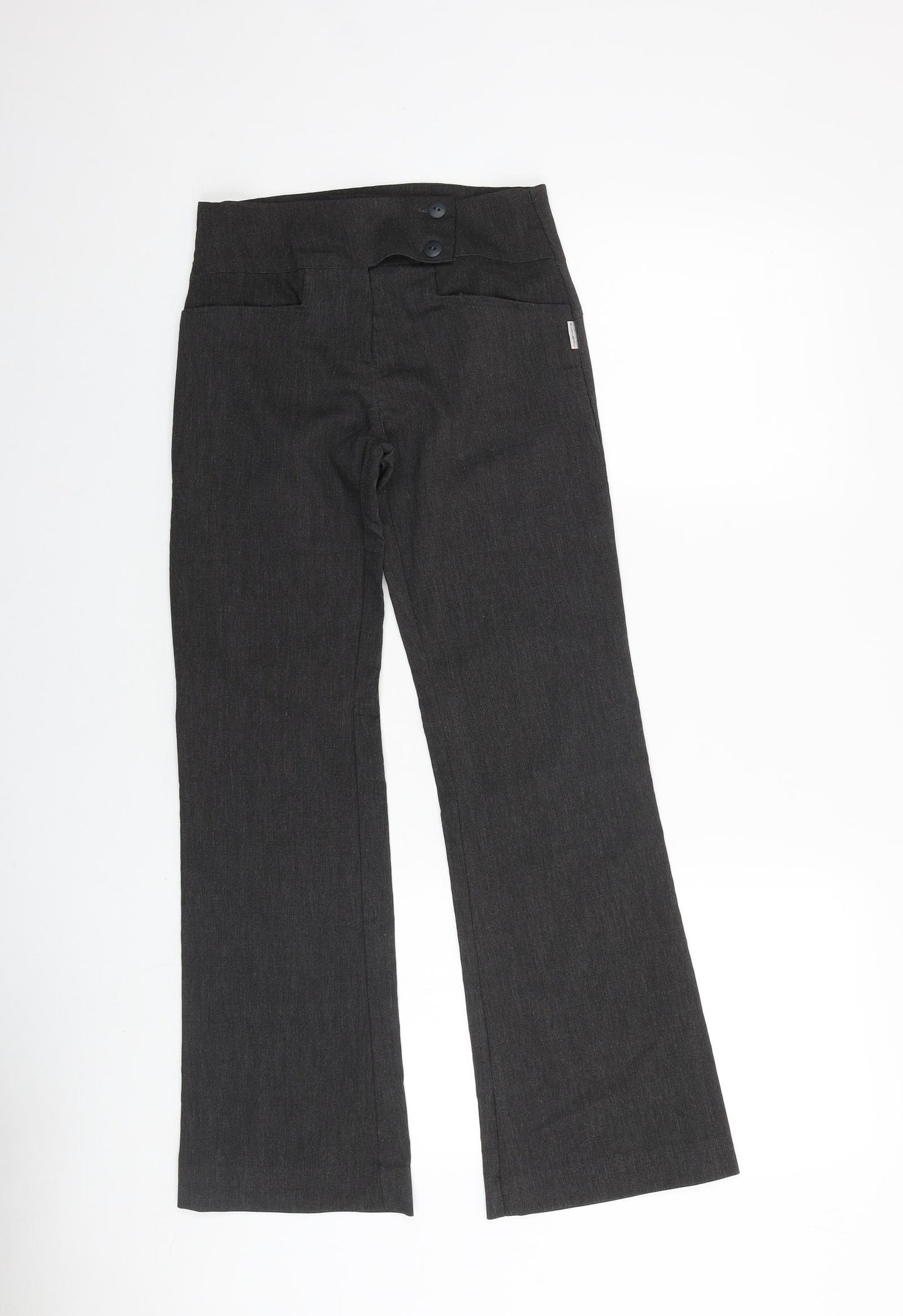 Reverse Womens Grey Polyester Trousers Size 6 L28 in Regular Zip