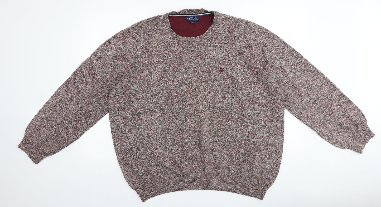 Easy Mens Red Round Neck Acrylic Pullover Jumper Size 2XL