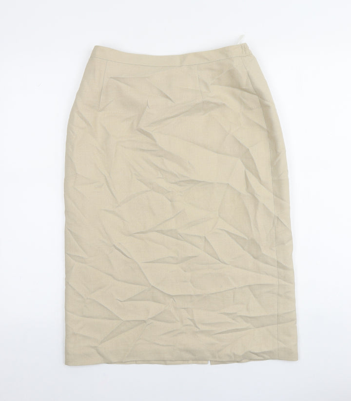 EWM Womens Beige Polyester Straight & Pencil Skirt Size 12 Zip